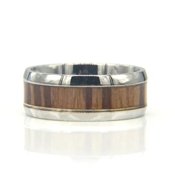 🎉HOSTESS PICK🎉 Silver Wedding Band with Brown Wood Tones. - Picture 3 of 5